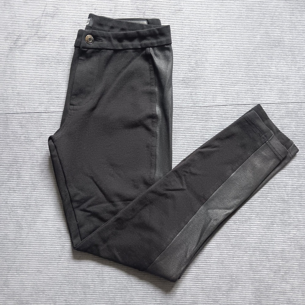 Celebrity Pink Skinny Pants Women Sz 3 Black Excellent Faux Leather Stripe Luxe